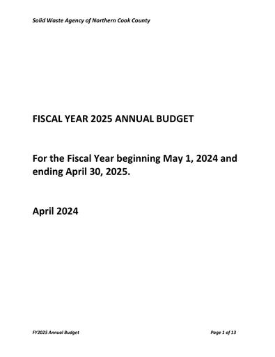 FY2025 Annual Budget