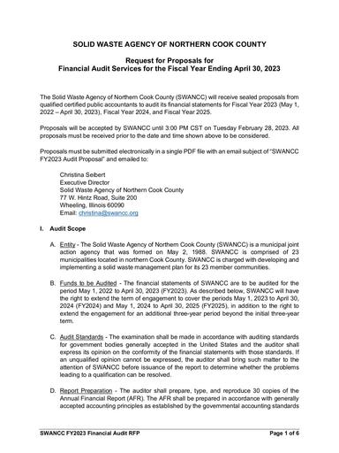 SWANCC FY2023 Audit RFP